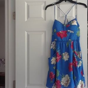 AEO Floral Blue Dress